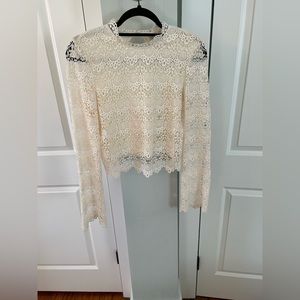 Lace cream cropped boho top